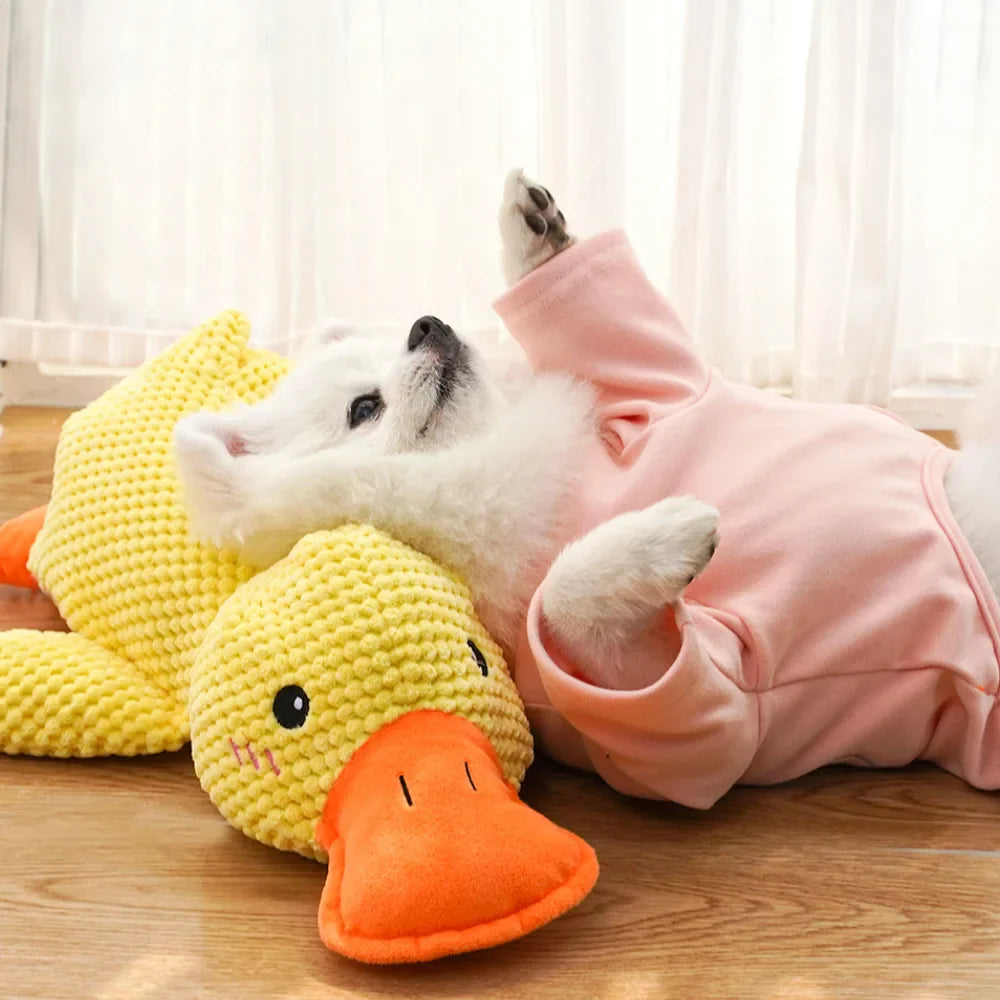 Dog Chew Toys Cute Plush Duck Sound Toy Stuffed Squeaky Animal Squeak Dog Toy Cleaning Tooth Dog Chew Rope Toys