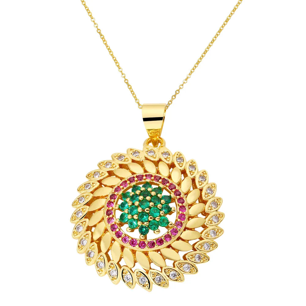 Juya 18K Real Gold Plated Micro Pave Zircon Butterfly Horse Bees Cat Leopard Pendant Necklace For Women Birthday Christmas Gift