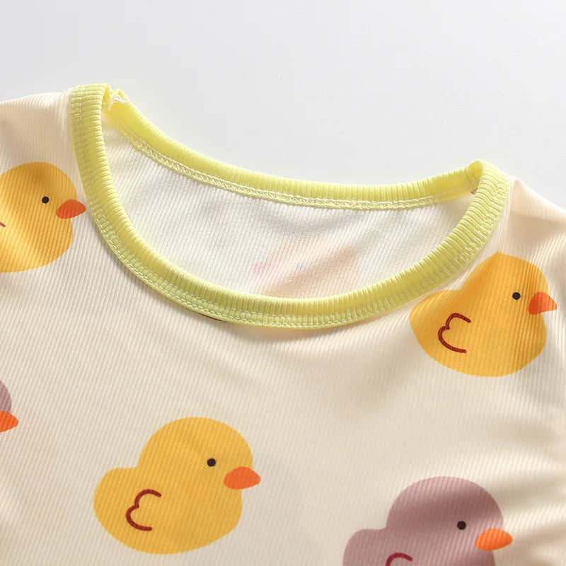 0-3 Years Newborn Ice Silk Thin Sleepwear Print Babysuits Cartoon