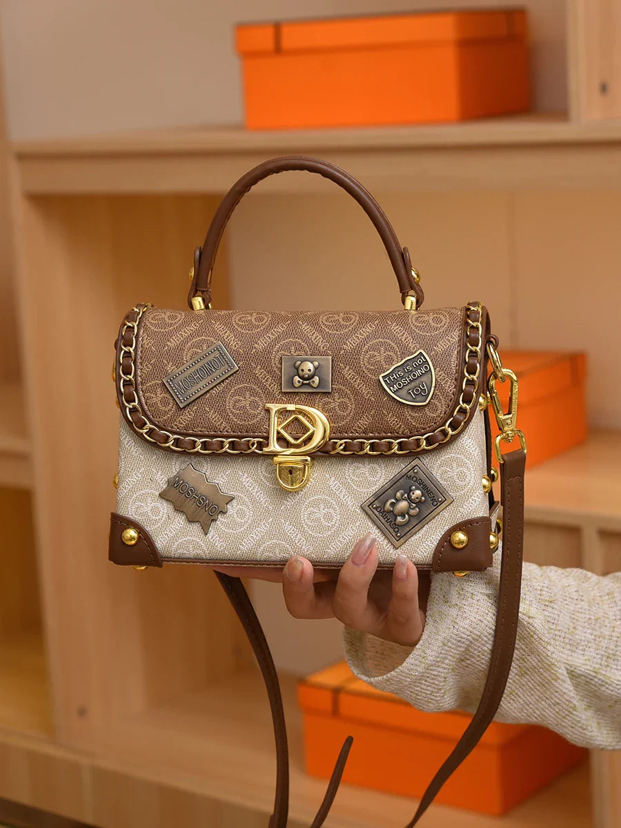 Women's Retro PU Leather Shoulder Bag Fashion Chain Handbag Crossbody for Daily Use