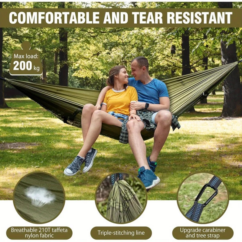 2-In-1 Camping Hammock with Mosquito Net 1.6lbs Ultralight Parachute