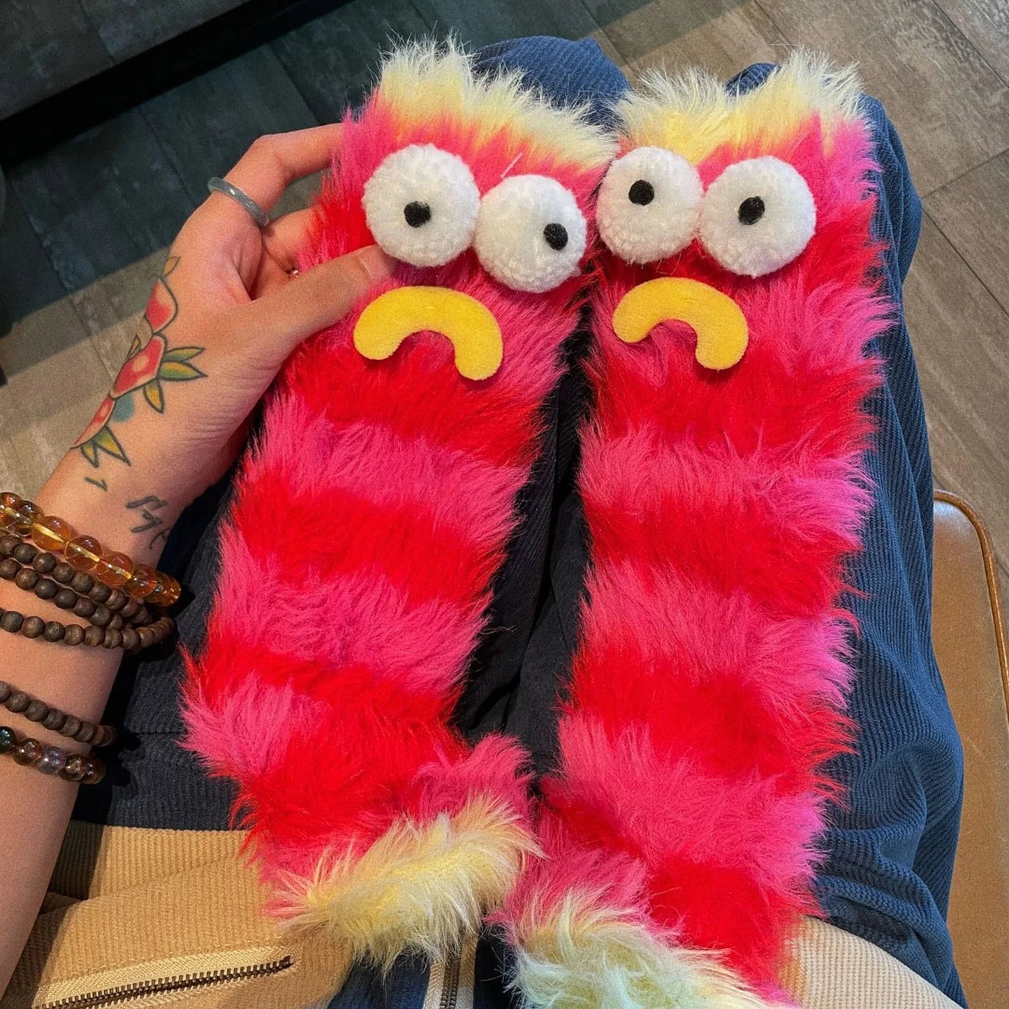 Coral Velvet Three-Dimensional Weird Socks Cartoon Thickened Warm Mid-Calf Socks New Coral Velvet Women'S Socks Strange