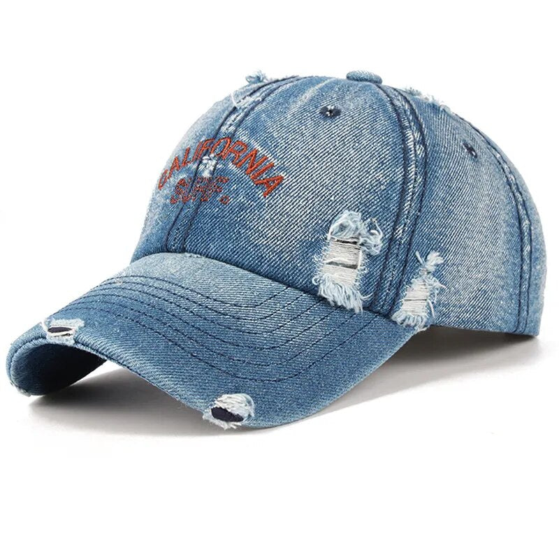 Snapback Women's Distressed Hole Embroidery Simple Baseball Cap For Women Men Fashion Female Outdoor Leisure Cowboy Hat Caps