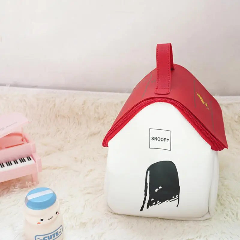 Snoopy Cosmetic Bag Anime Girl Wash Bag High Capacity House Shape Storage Bag Student Portable Cosmetic Bag Simple Wholesale