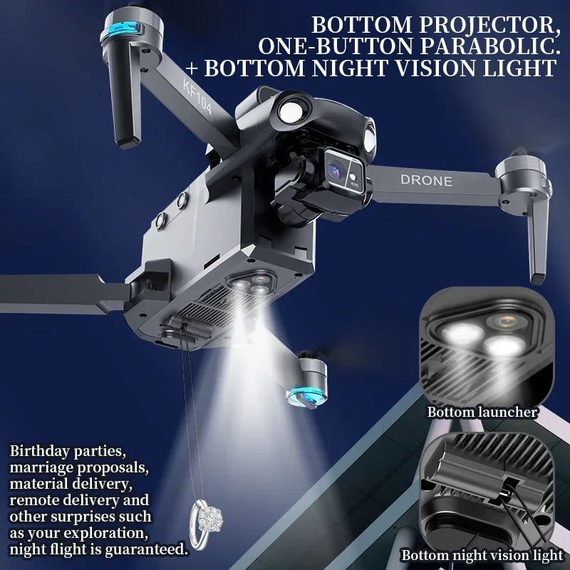 KF104 MAX2 Screen Control Drone 3-Axis Brushless Enhanced Pan Tilt+EIS Electronic Stable HD Camera Laser Obstacle Avoidance Dron