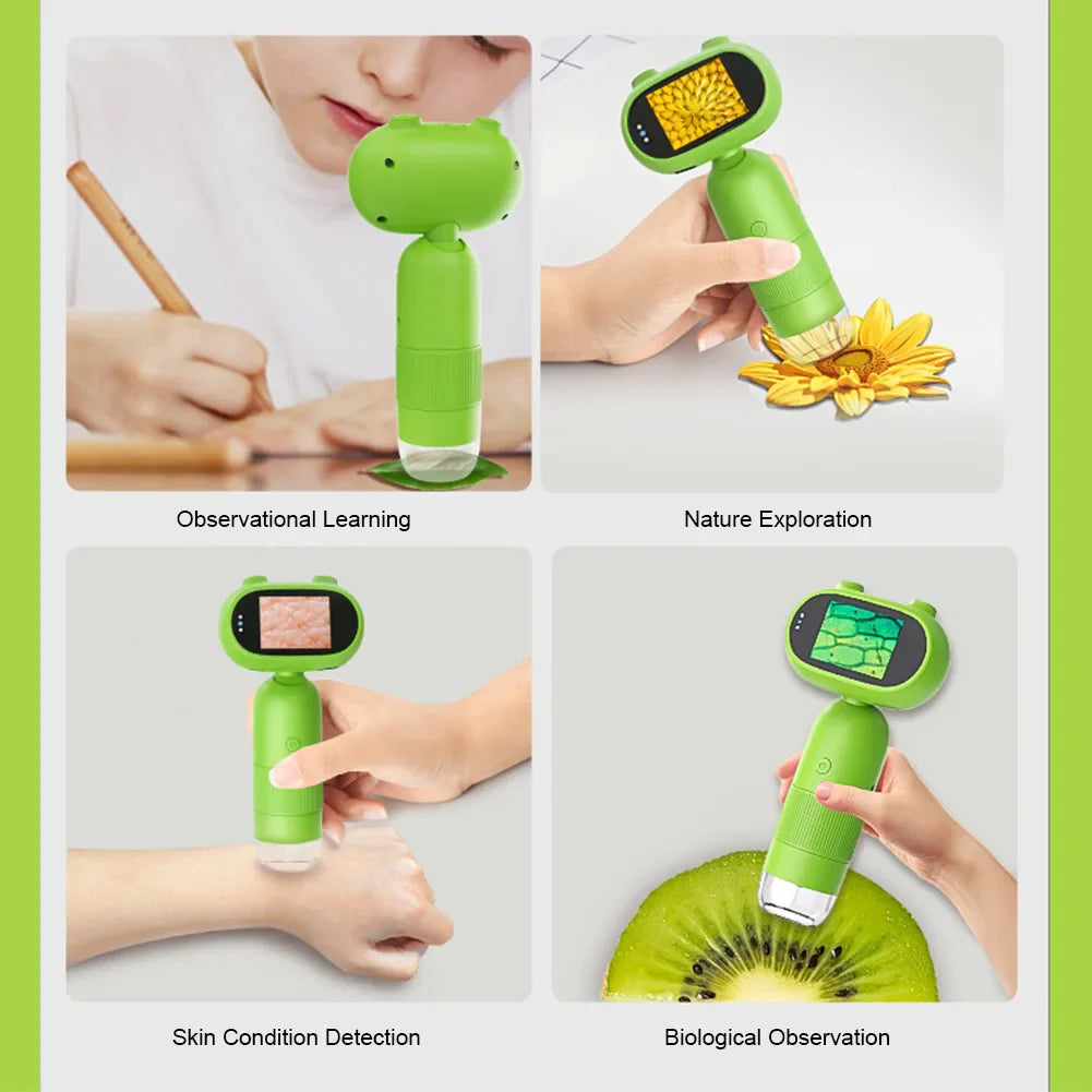 1000x Kids Microscope Electronic Magnifier Camera 200 Megapixels Educational Science Toys with 8 LED Light Photo Video Function