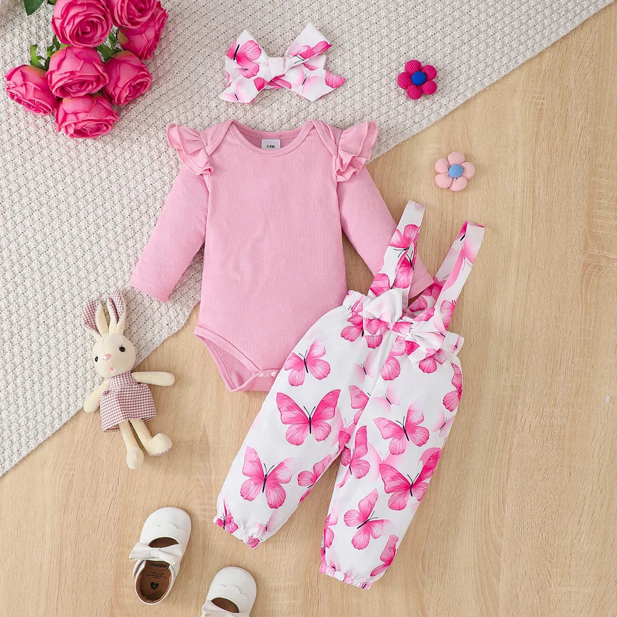 0-18months Baby Girl Clothes Set Red Color Long Sleevs Bodysuit