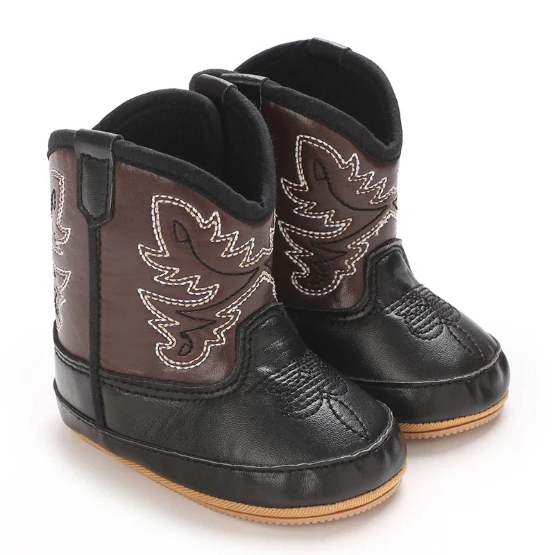 Western Denim Baby Winter Boots, Fashion Warm Casual First Walkers Shoes for Boys Girls 0-18 Months ﻿
