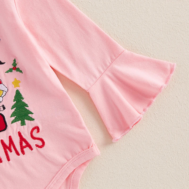 0-18 Months Baby Girls Christmas Outfits Long Sleeve Romper with Suspender Pants Headband Set Newborn Fall Clothes