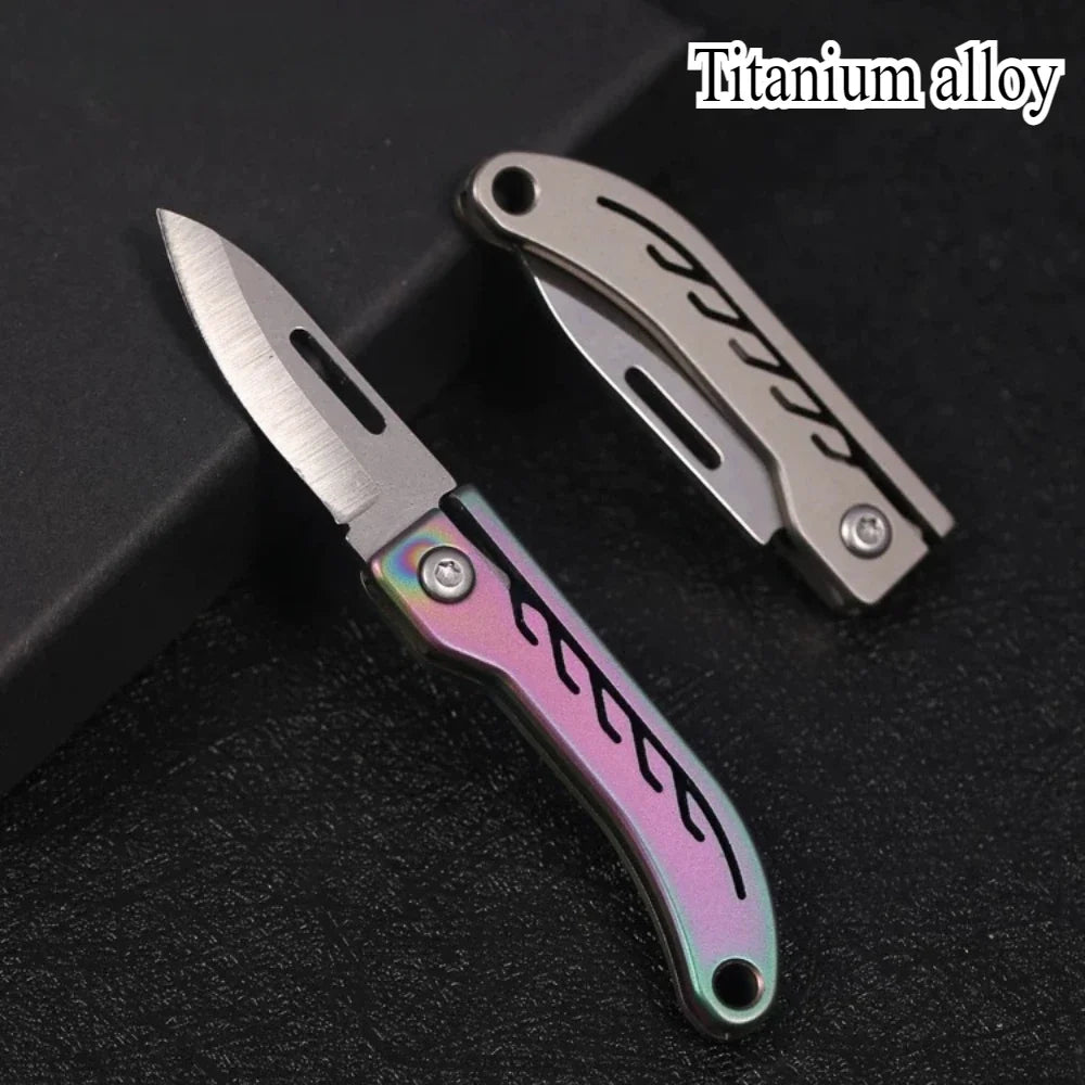 Titanium Alloy Mini Folding Knife for Outdoor Camping EDC Portable Unboxing Sharp Knife with High Hardness D2 Blade