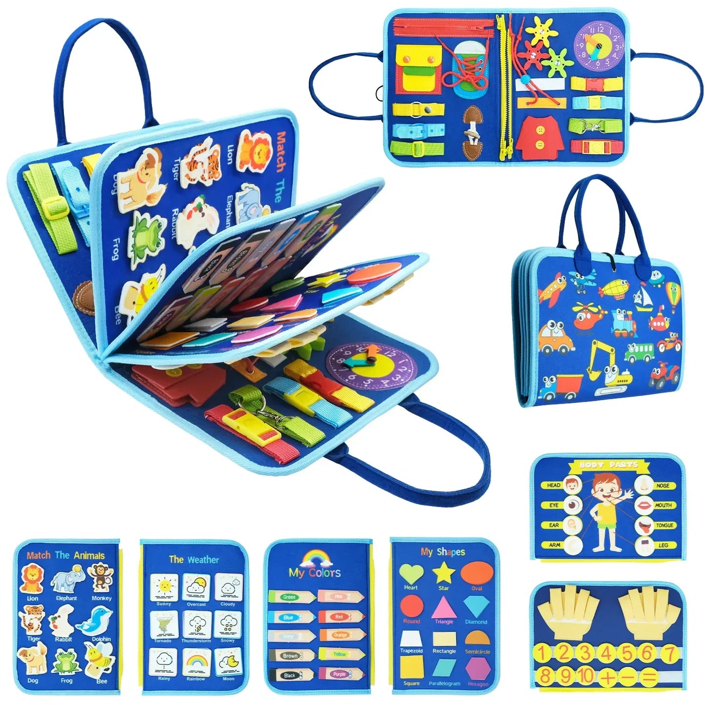 Montessori Sensory Toys Busy Board for Toddlers Promoting Motor Educational Activity Life Skills Learning for Kids With Autism