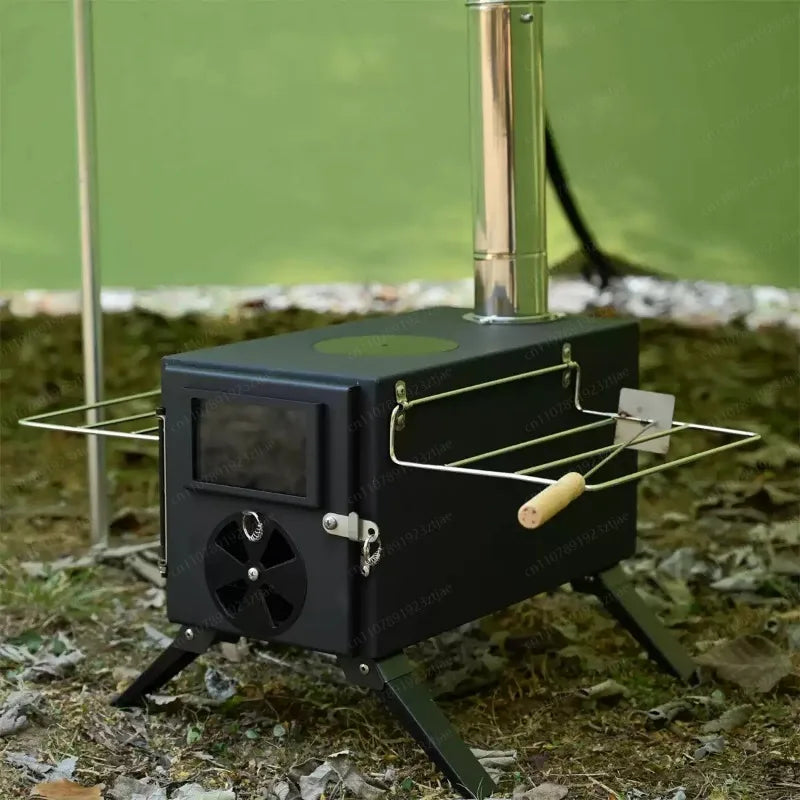Portable Carbon Steel Camping Tent Stove – Multifunctional Foldable Wood Burner for Heating & Outdoor Cooking