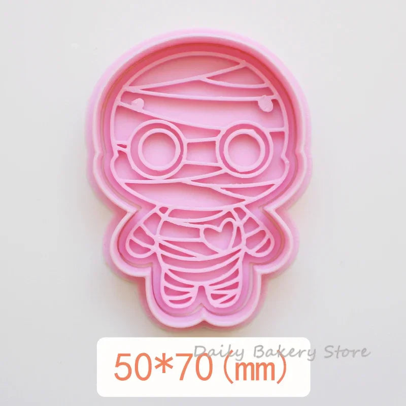 Halloween Skull Cookie Cutters PLA Cartoon Pressable Gingerbread Man Biscuit Stamp Chocolate Mold Cake Decorating Tools