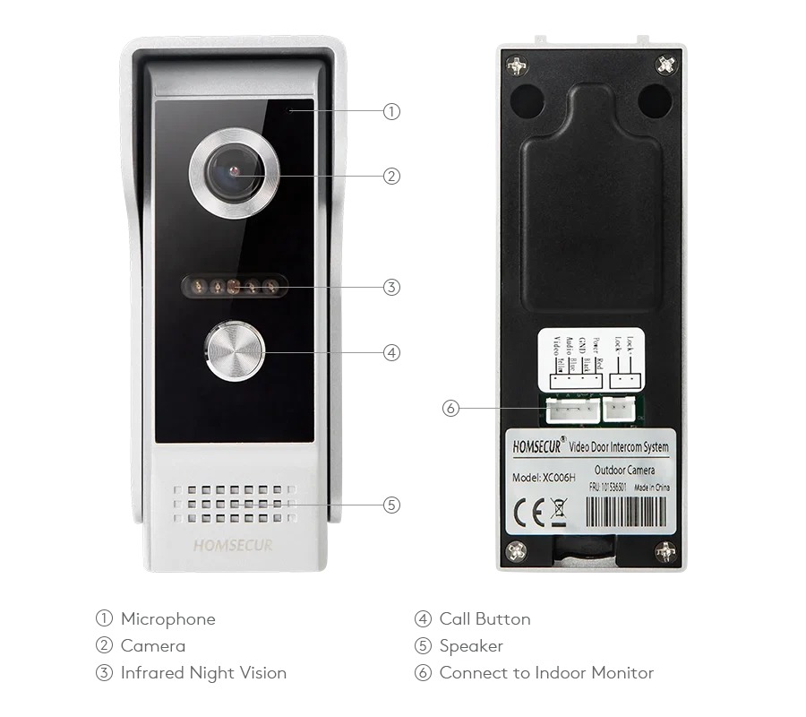 (Not Standalone) HOMSECUR M6-AHD 2MP 1080P Doorbell Camera For XSL Video Door Phone Intercom Doorbell