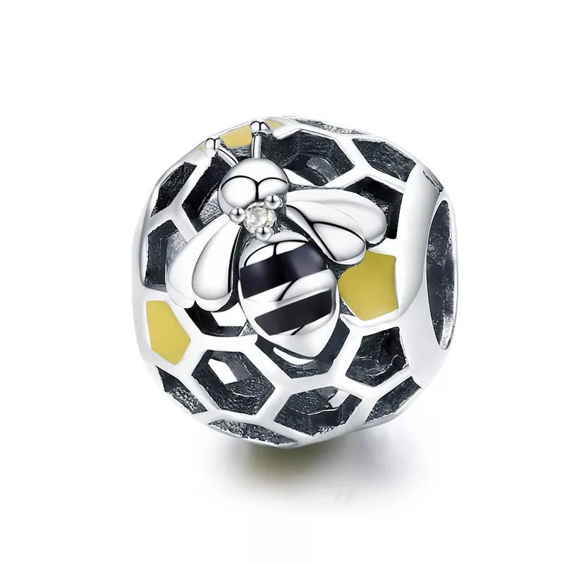 Bamoer 925 Sterling Silver Delicate Bee Series Charm Beads Silver Bumblebee Pendant fit for Silver Bracelet & Bangle DIY Gift