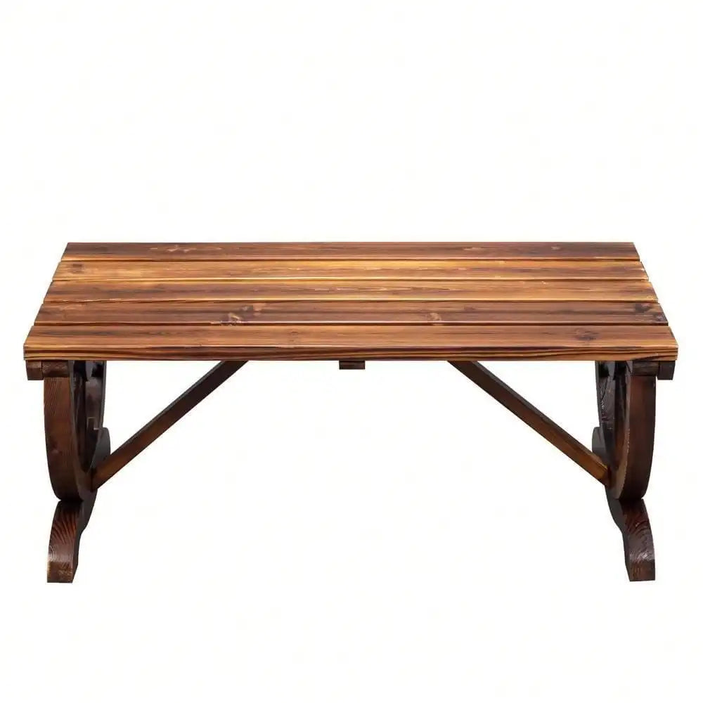 2 Person Patio Garden Wooden Bench Outdoor Wagon Wheel Porch Bench for Backyard