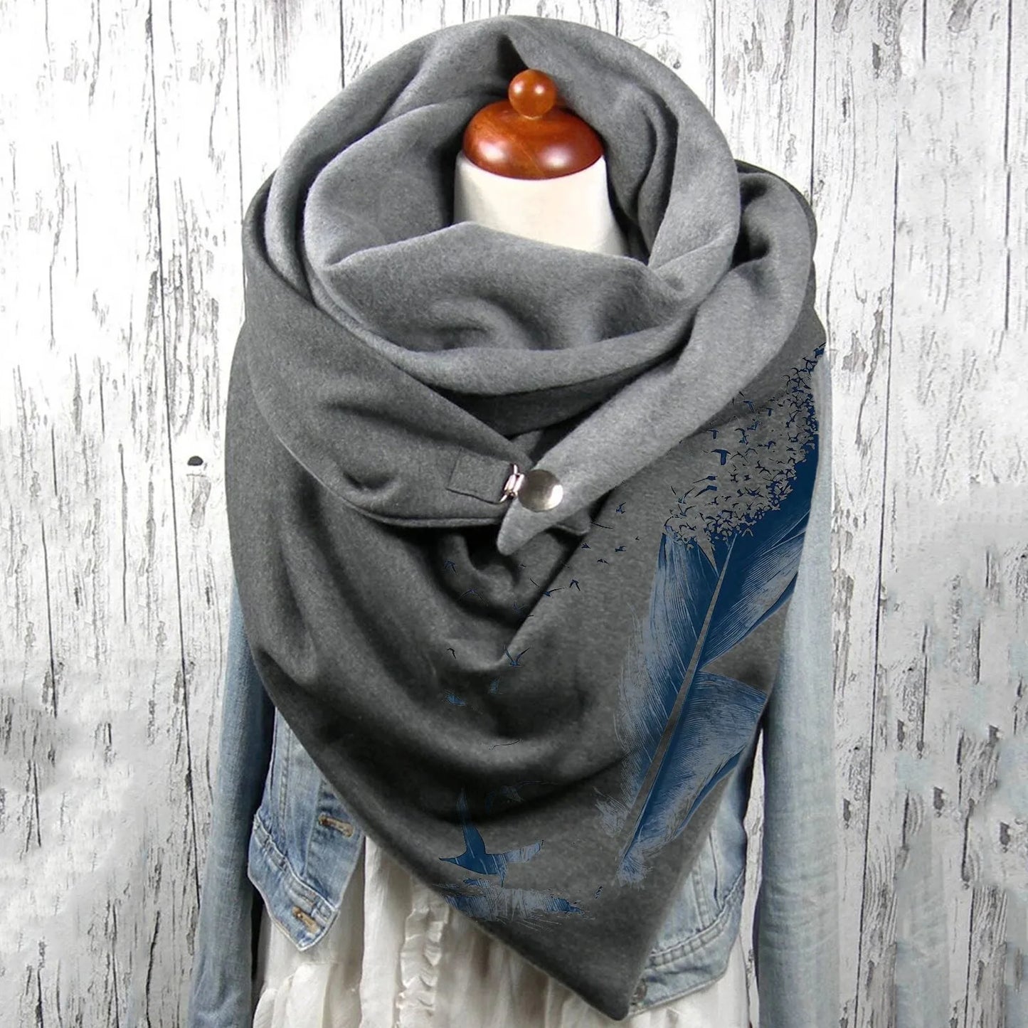 Fashion Scarf Graphic Music Note Print Square Scarves With Button Clasp Women Winter Warm Scarf Female Neck Warmer Blanket Wraps