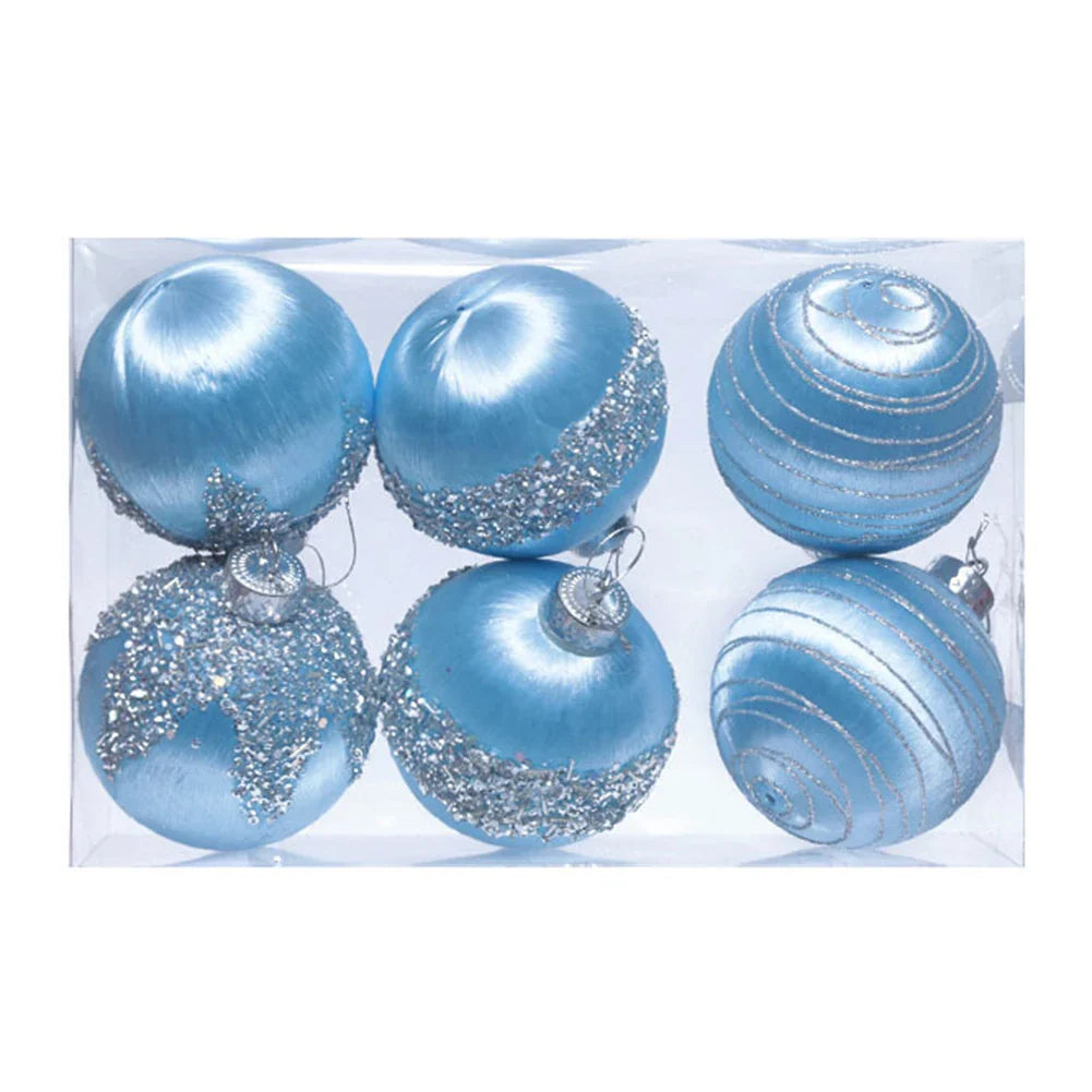 6PCS 6/8CM Christmas Balls Silk Sequin Christmas Ball Ornaments Xmas Hanging Tree Pendants 2024 Noel Navidad Decoration