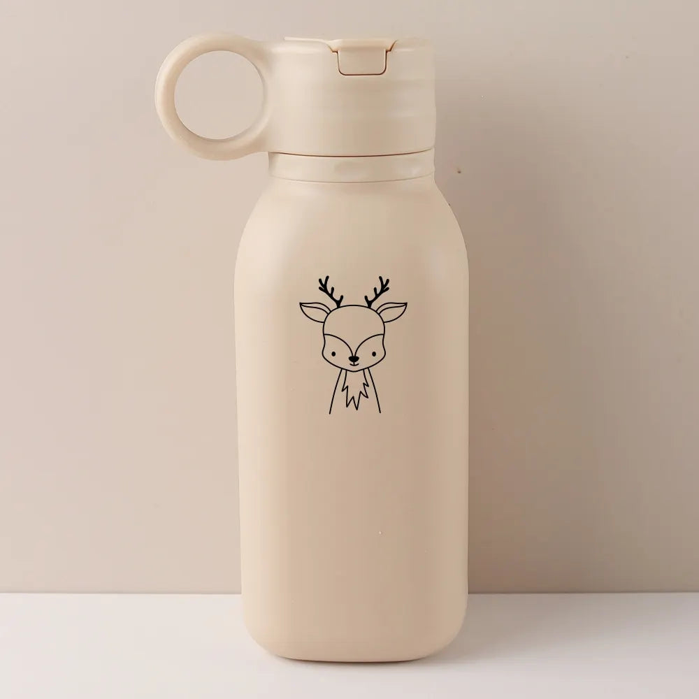 450ML Custom Name Silicone Straw Cup, Personalized Cartoon Pattern Water Bottle, Leakproof Sports Water Bottle for Kids Adults