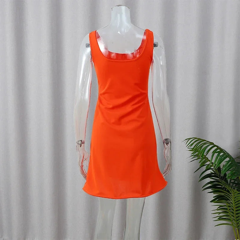 Prined Casual Women Star Mini Dress Fashion Sling Sleeveless Backless Pleat High Waist Robe 2025 New Female Beach Vacation Wear