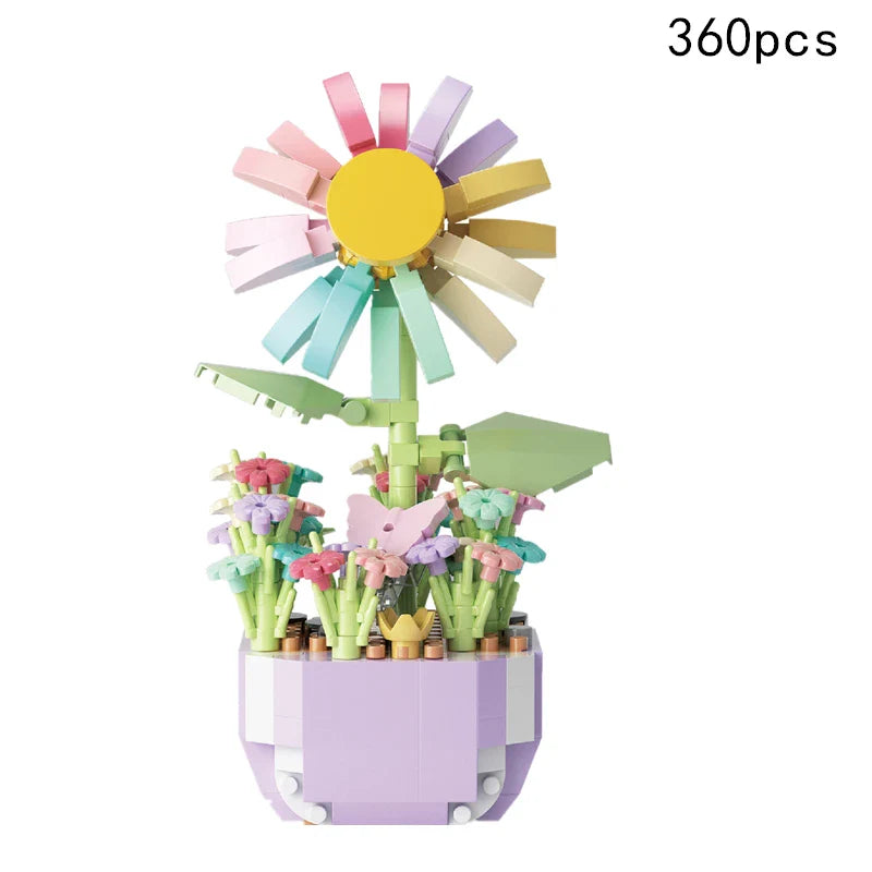Flower Bouquet  Building Blocks Set Red Rose Valentine's Day Bricks  For Girls Friends Adults Home Ornaments DIY Block