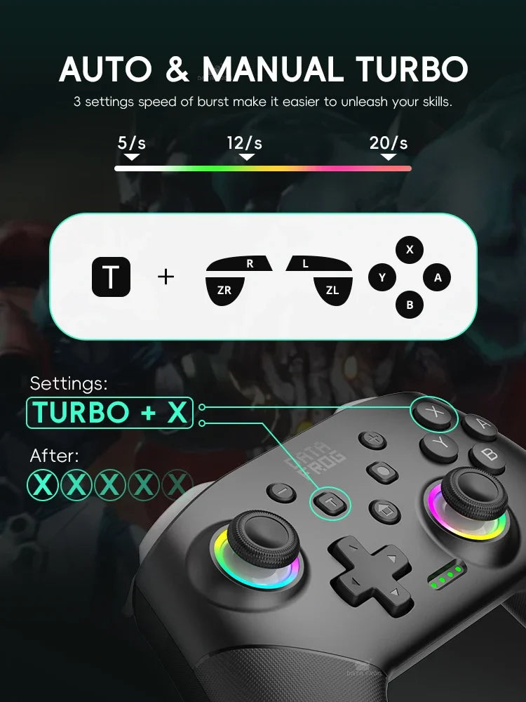 DATA FROG Wireless Game Controller for Switch / OLED / Lite / Switch 2 Console Programmable Joystick Gamepad for PC