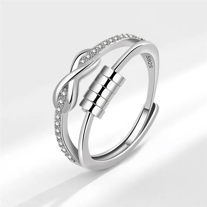 2023 Fashion Beads Anxiety Ring Fidget Spinner Rings Crystal Butterfly Flower Star Moon Ring Anti Stress Jewelry Gift
