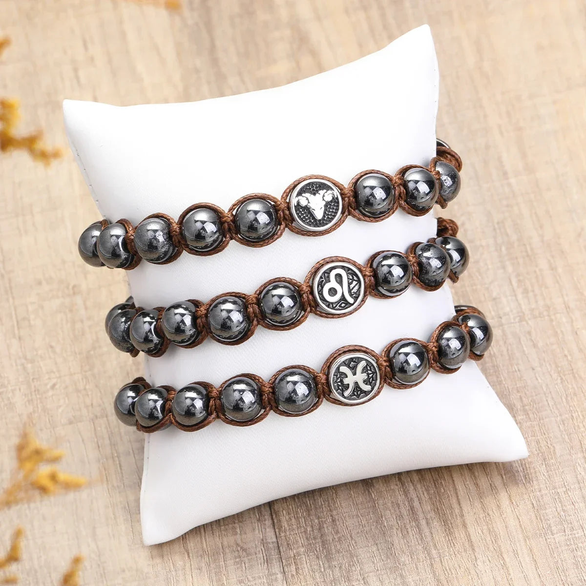 12 Constellation Bracelet Stainless Steel Accessories Handmade Bracelet 8mm Hematite Beads Men's and Women's Bracelet Jewelry