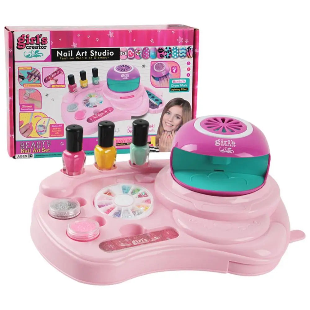 Kids Nail Polish Set Girls Nail Set With Nail Dryer Nail Art Kit For Girls Spa Makeup Kit Girl Pretend Makeup Toys Nail Supplies