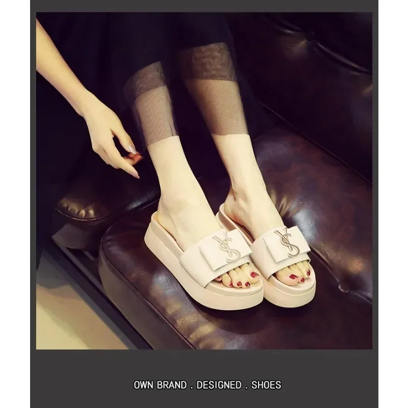 Slippers Summer Shoes Women Platform Design Slides Fashion Letters Ladies Shoes Casual Slipper Outside Non-slip Slippers Sandals