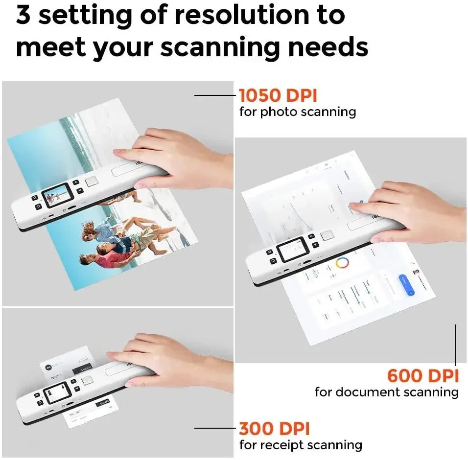 Handheld Flat Scanner HD Scanner 1050DPI Portable WIFI Wireless Scanner for Documents Homework Scan Photos JPG/PDF No Driver