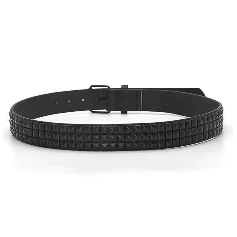 High Quality Rivet Belt Men&Women's Studded Fashion Versatile Belts Punk Rock With Pin Buckle Drop Decoration Black Hot Sale