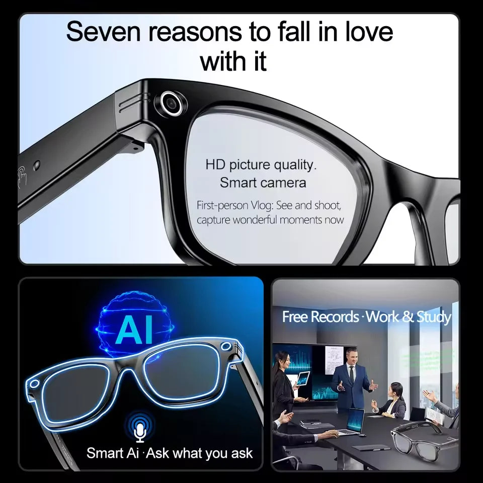 New 800W Camera AI Glasses, Color-Changing Smart Translation Glasses, Photo, Video Recording, Waterproof, Call Smart Sunglasses.