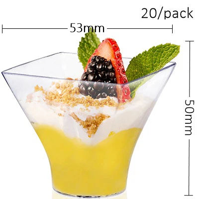 20 Pieces x Home Party Disposable Plastic Tableware Supplies, 70*44mm/60ml Petal Dessert Cake Bowl