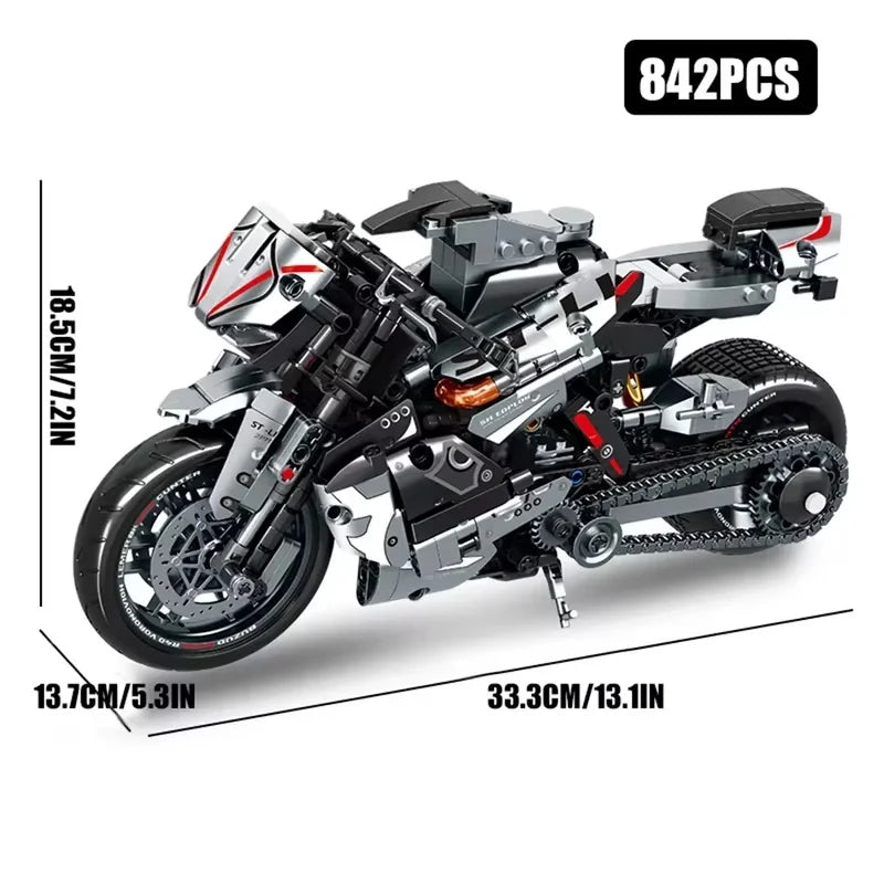 High-tech Classic 800+Pcs Motorbike Building Model Blocks City Road Racer Bricks Moto Christmas Gifts Toys for Kid Boys Adult