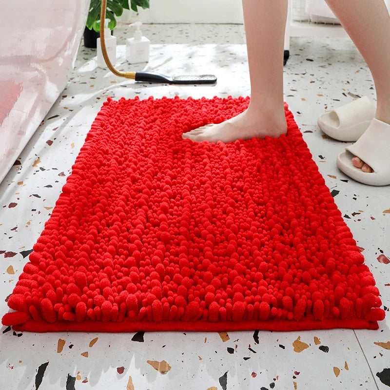 1 piece bathroom carpet bath mat, non-slip super thick lotus pine soft chenille door mat, fluffy foot mat, indoor solid color do