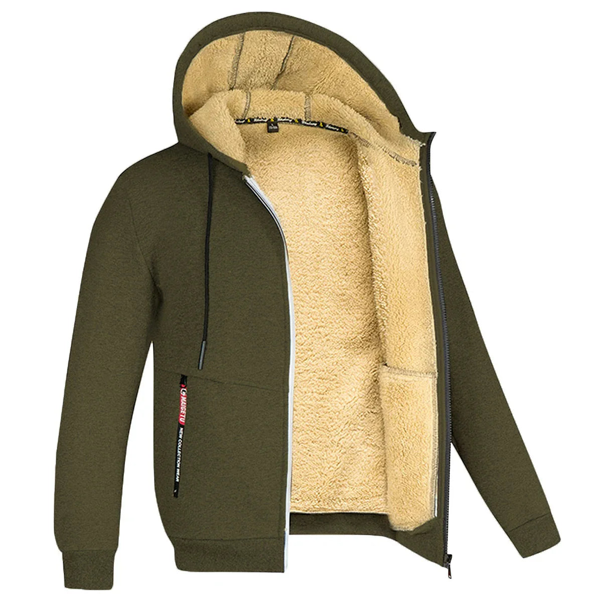 Men's Jacket Winter Camouflage Fleece Thicken Hooded Jackets, Casual Zip Up Hoodies Streetwear Coats.