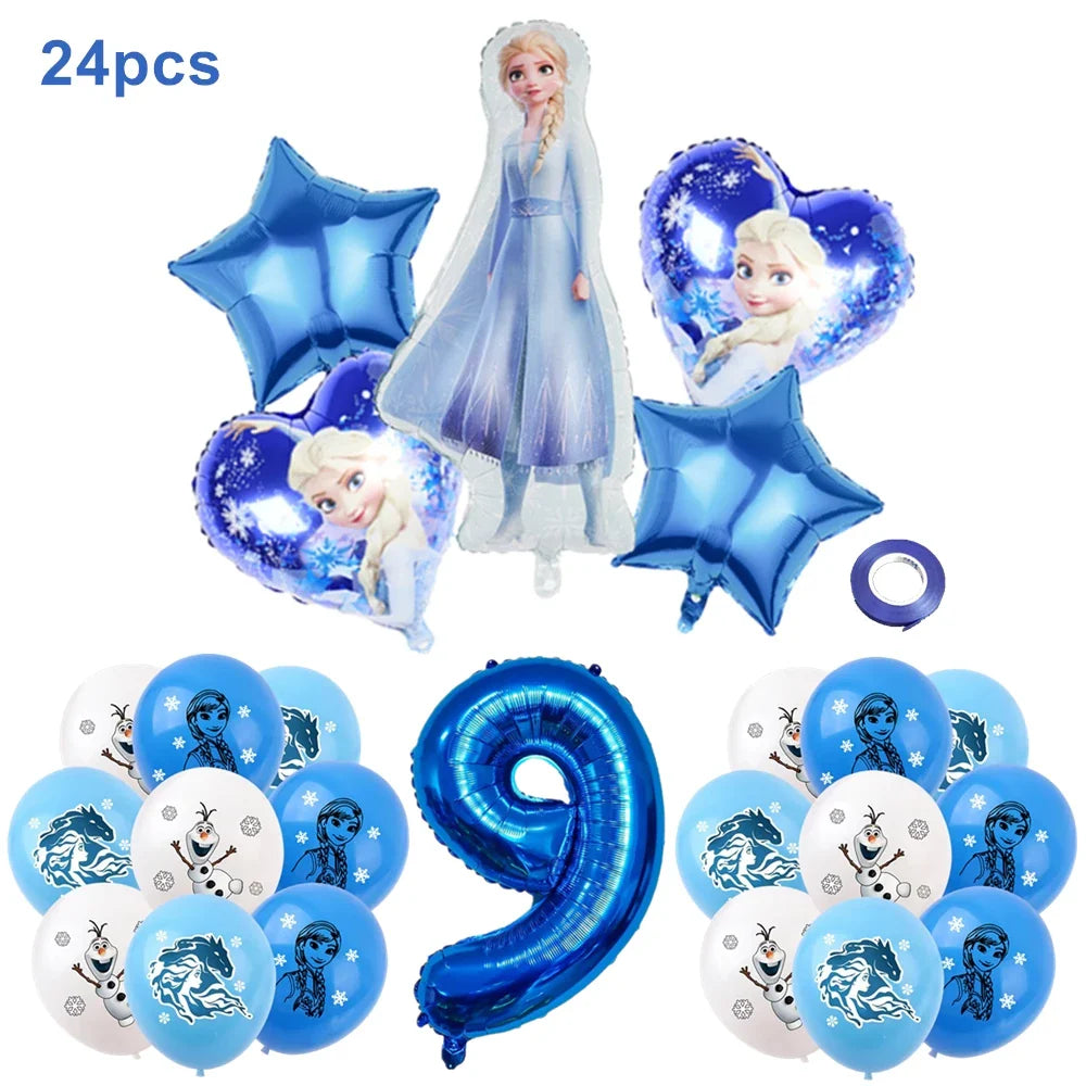Frozen Anna Elsa Princess Birthday Party Decorations Balloon Disposable Tableware Party Supplies