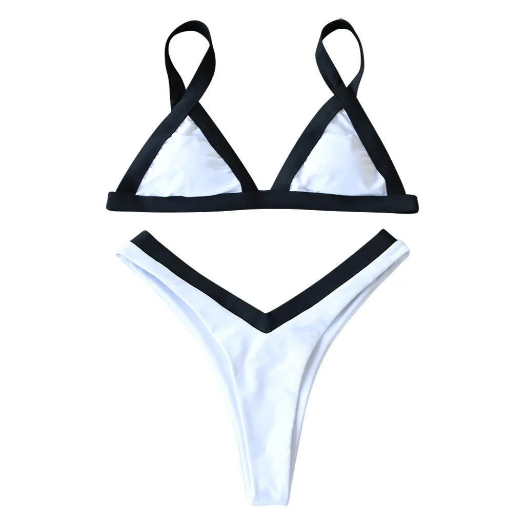 Women'S Bikini Patchwork Set Swimsuit Two Piece Summer Beach Wear Swimming Female Swimwear Thong Bikinis Sets купальник женский