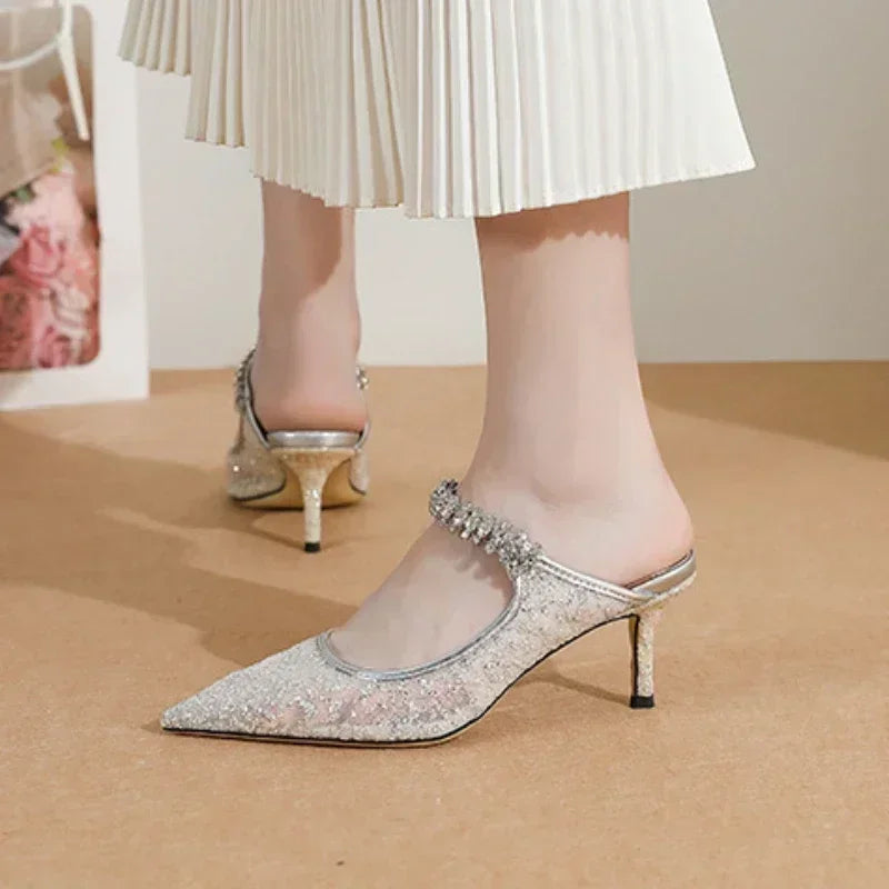 Shoe Wedding Women Pumps Patent Leather 7CM Thin High Heels Pointed Toe Shallow Solid Women's Shoes Party Designer Satin Blue