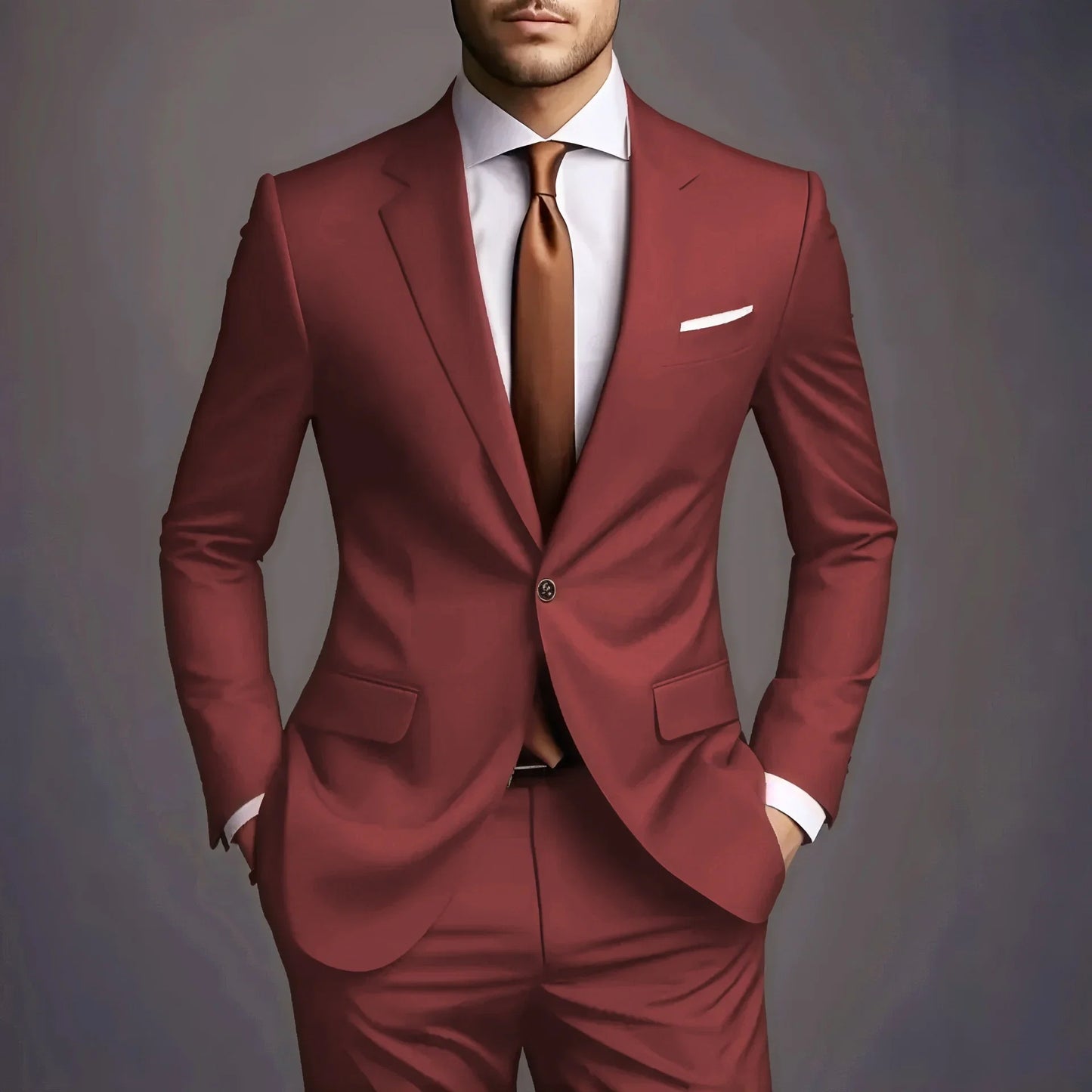 2026 New Luxury Elegant Men's Suits 2 Piece Set Fashion Korean Casual Slim Fit Social Groom Wedding Tuxedo