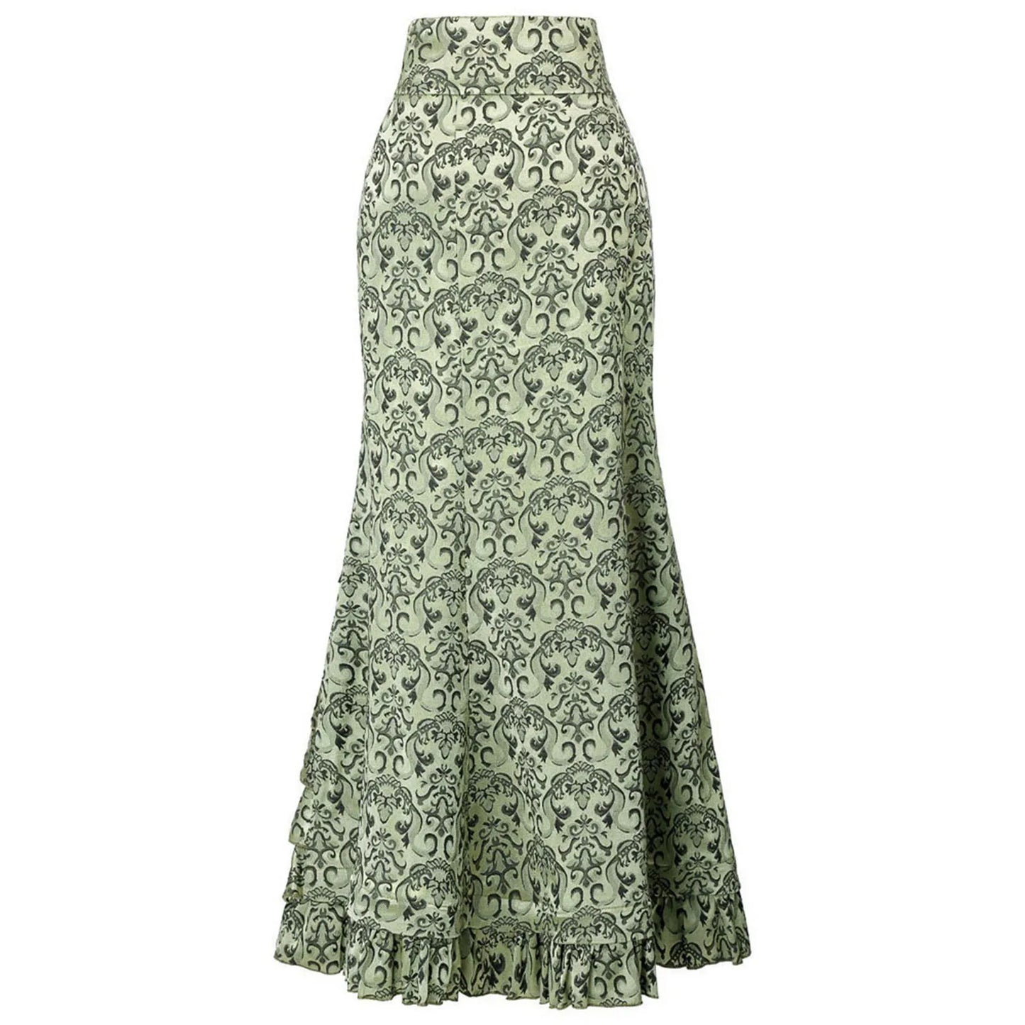 Vintage Women Trumpet Mermaid Skirt Gothic Long Steampunk Skirt Maxi Fishtail Victorian Ladies Retro Bandage Skirt Y2k Steetwear