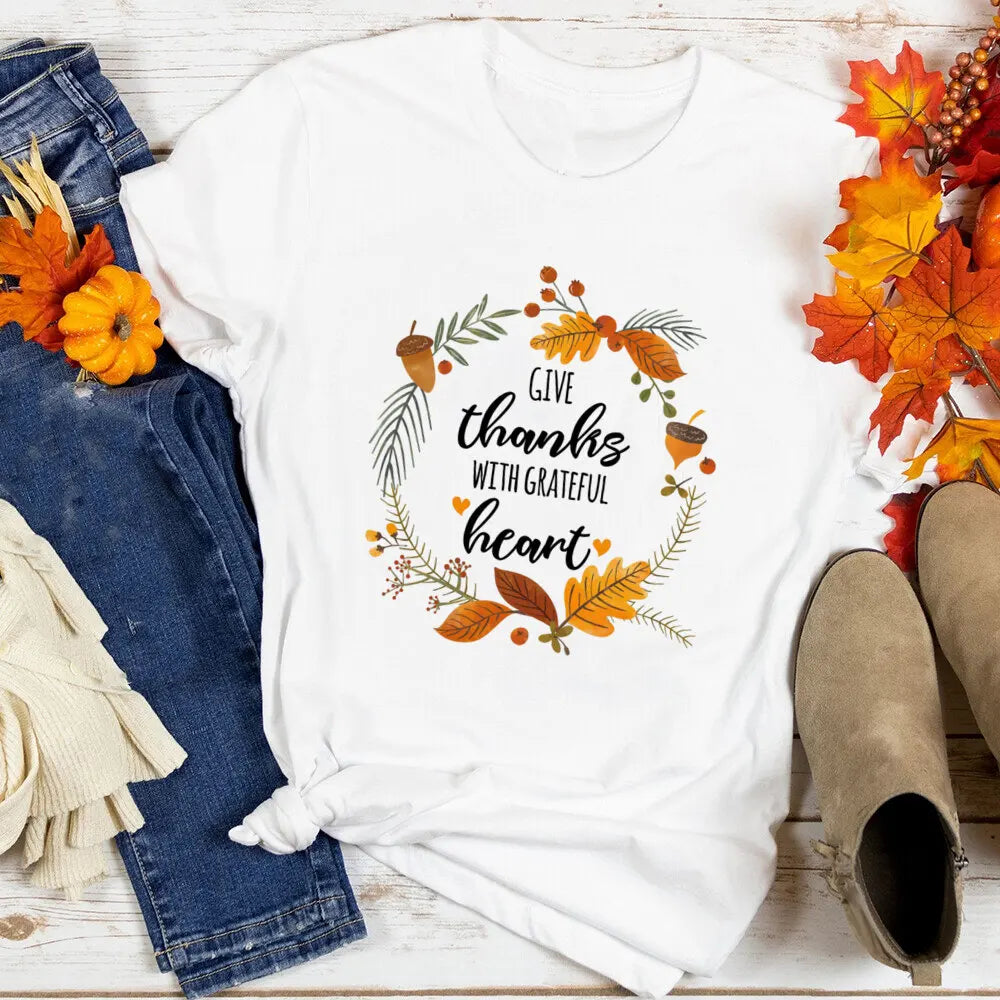 Just A Girl Who Loves Fall Shirt Thanksgiving Graphic Tee Clothes Fashion Pumpkin Spice Print T Shirt Tops Holiday Female Outfit