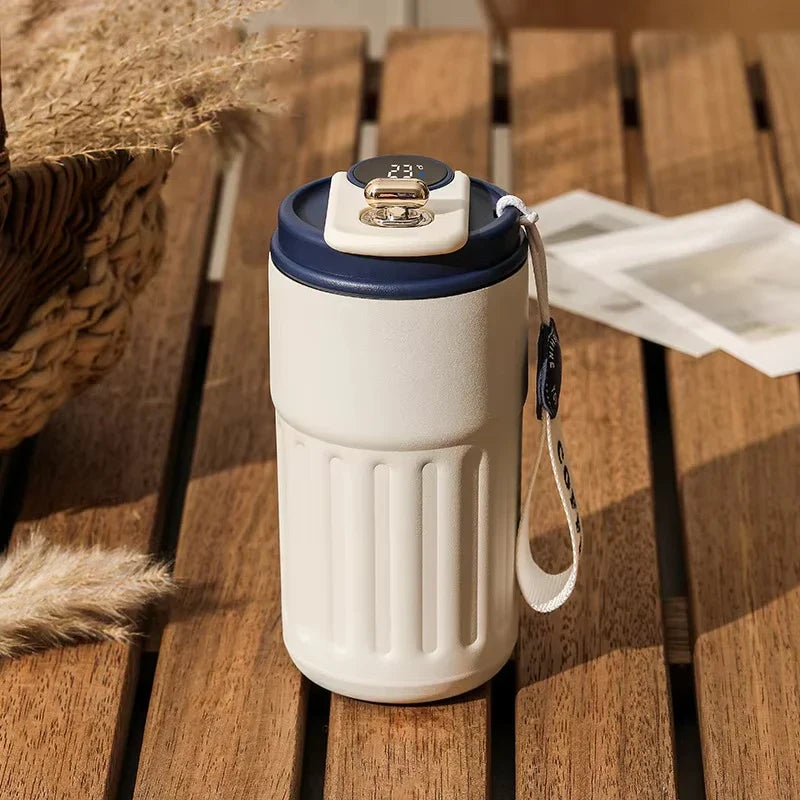 Intelligent Digital LED Temperature Display Coffee Cup, Stainless Steel Thermos Bottle, Keeps Cold and Heat Mug.