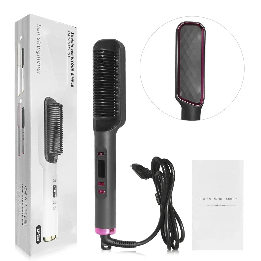 Electric Hot Comb Straight Hair Straightener Comb Straightening Brush Negative Ion Multifunctional Anti-Scalding Styling Tool
