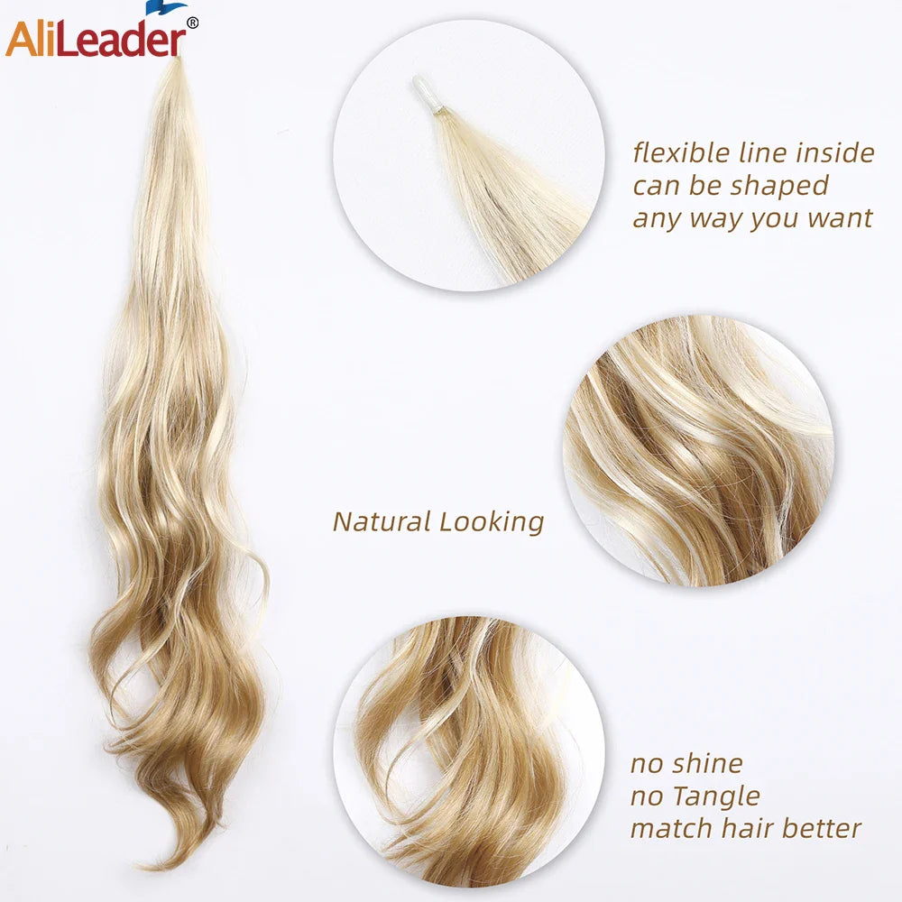 32" Flexible Wrap Around Ponytail Hair Extension Long Curly Synthetic Ponytail Wavy Pretty Hair Ponytails Hairpieces For Women