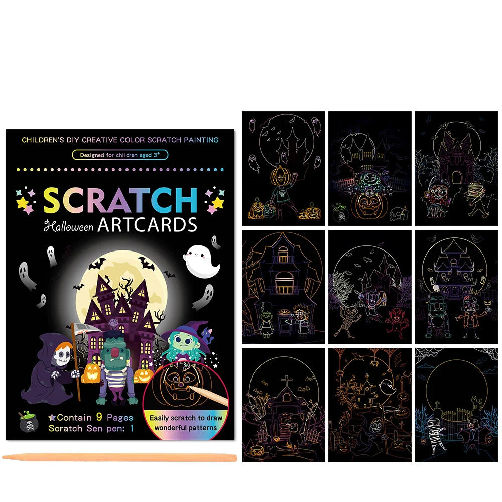 10Pcs Magic Scratch Off Art Craft Supplies Kits for Kids Girls Boys Party Game Christmas Birthday Gift
