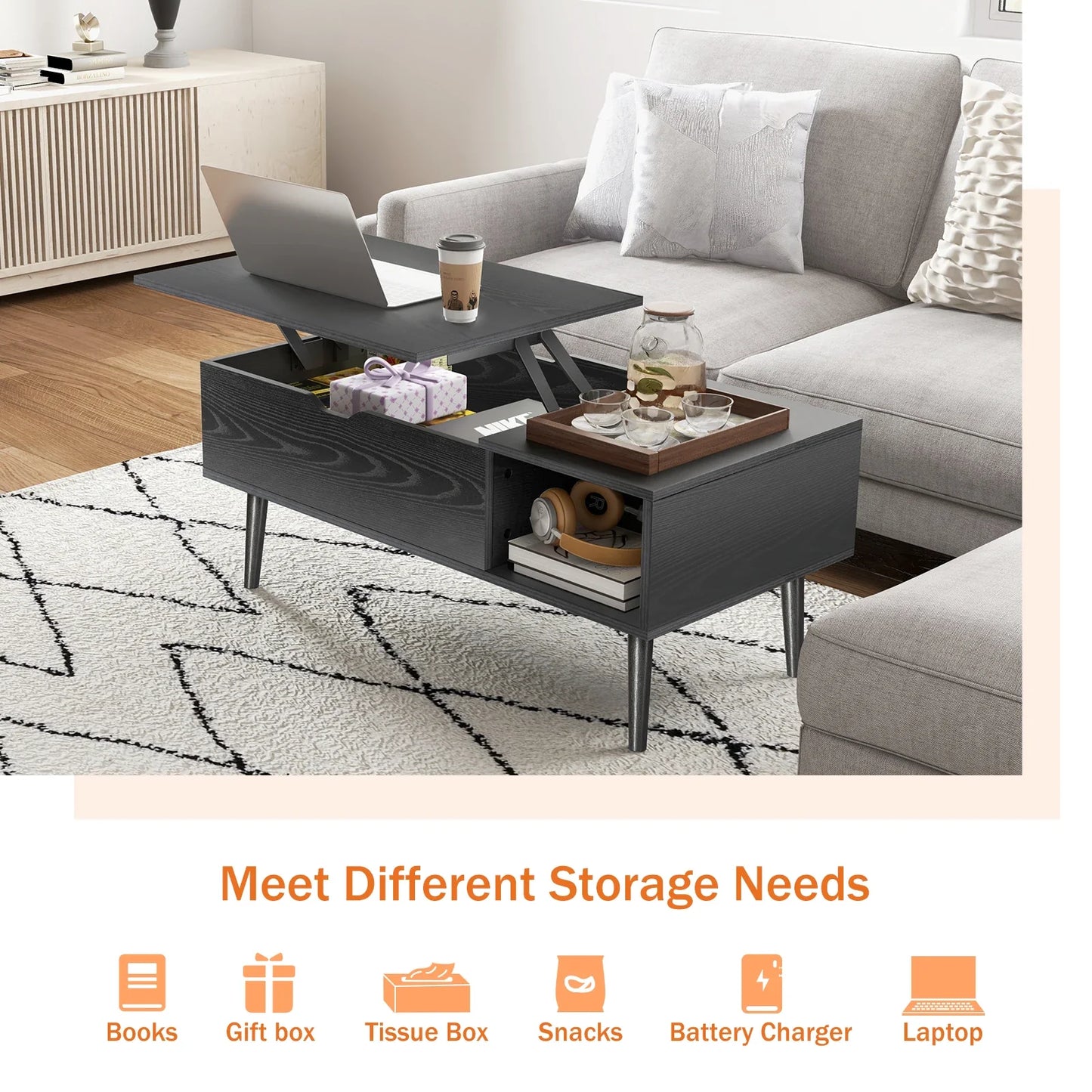Lift Top Coffee Tables For Living Room, 39.37"x19.7" Desk.