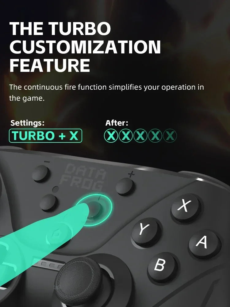 DATA FROG Wireless Bluetooth Game Handle NFC Turbo Adjustable Vibration Gaming Joystick For Switch Handheld Console