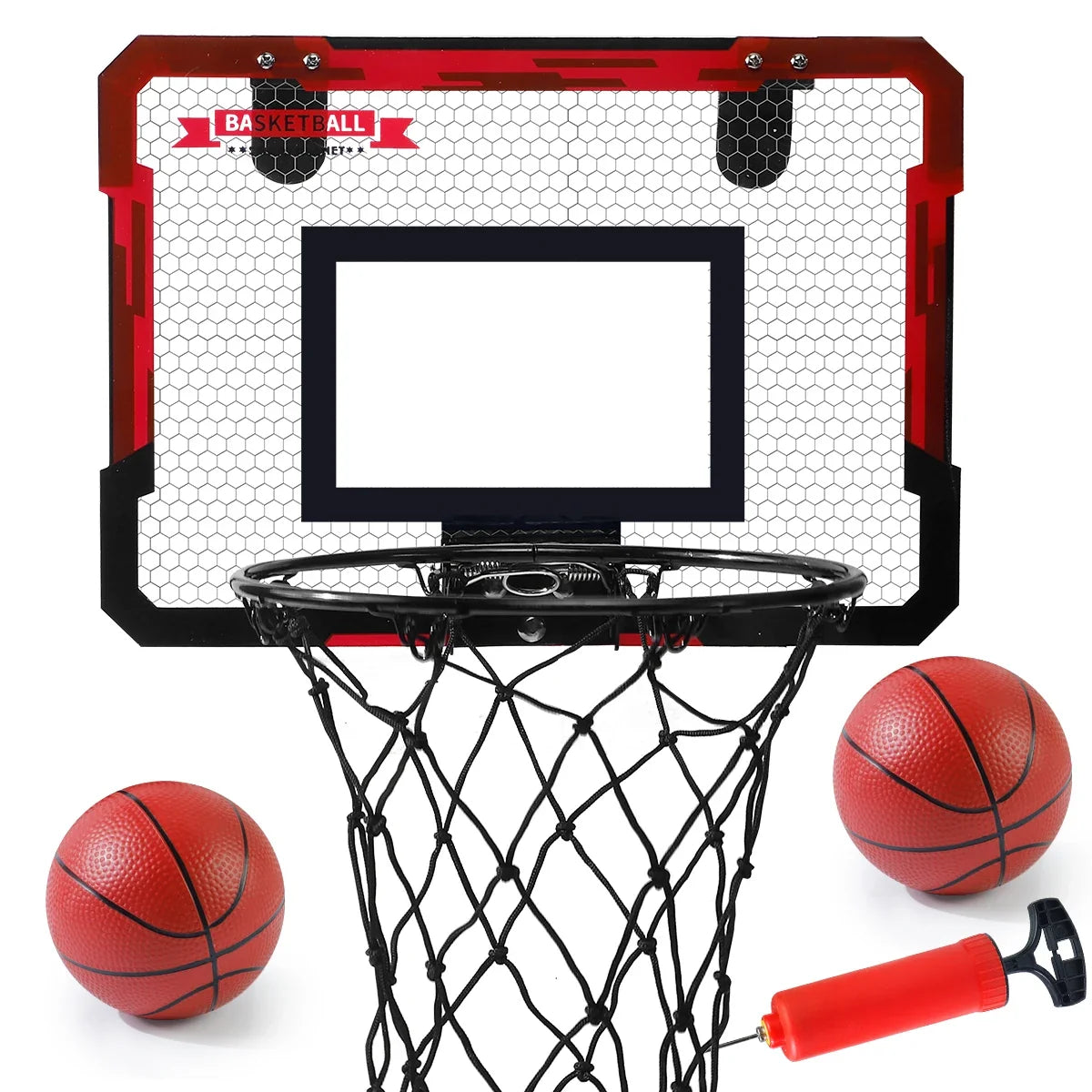 MQUDUO Door Mounted Mini Basketball Hoop Set with 3 Balls, Padded Backboard and Foldable Rim for Dorm Room Basketball Challenge
